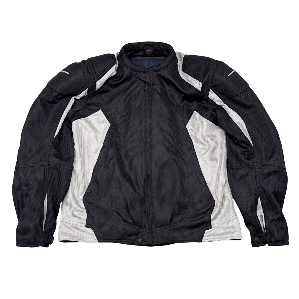 First Gear Motorcycle Jacket Mens Size XL Tall Black Gray Padded Breathable